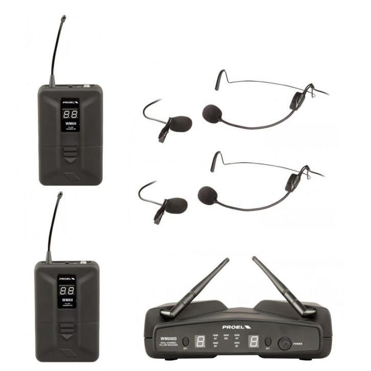 PROEL WM600DH Drahtlos Mikrofon System Twin Headset