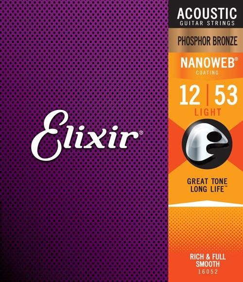 Elixir Nanoweb Akustiksaiten Phosphor Bronze Light 012-053