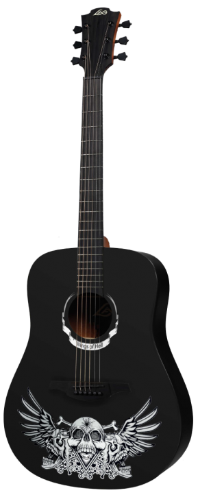 LAG Wings of Hell Westerngitarre Dreadnought Highgloss Black